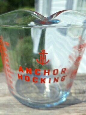 Anchor Hocking Clear Glass Cup with Bright Red Logo